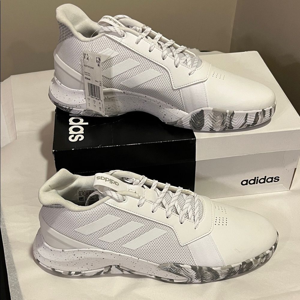 Adidas White Sneakers with Black and Gray Details